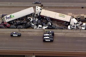 Shocking video shows 18-wheeler barrel into cars during Texas pileup