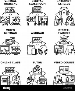 Virtual Training Set Icons Vector Illustrations Stock Vector Image & Art - Alamy