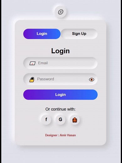 Neumorphic Login Page Design in Dark Mode