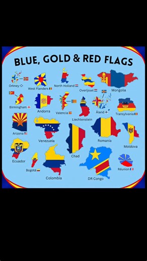 Blue, Gold & Red Flags Around the World 🌍🚩