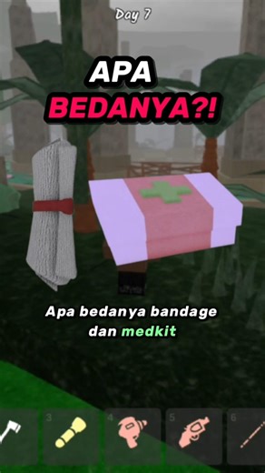 Perbedaan bandage dan medkit di 99 Night in the Forest 😁 #roblox #99nightintheforest #shorts