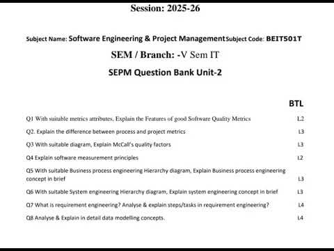 Semp questions bank for winter 2025 exam unit 2 rtmnu syllabus