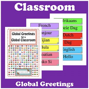 GLOBAL GREETINGS for a GLOBAL CLASSROOM wall display Grades K-8