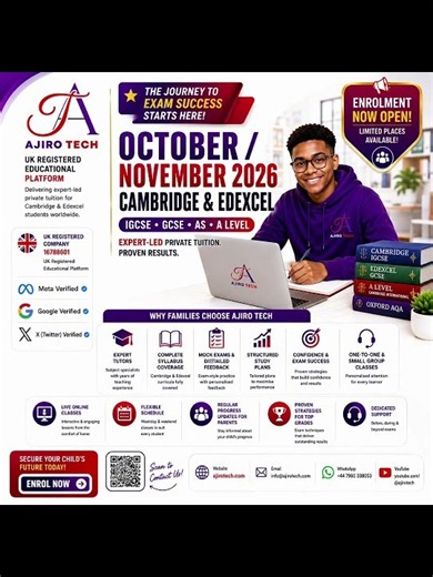 Enrol in our October November 2026 Cambridge & Edexcel Classes