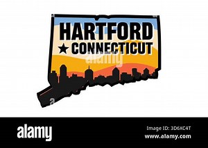 Hartford connecticut with connecticut map silhouette