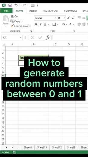 Excel RAND Function:Generate Random Numbers between 0 & 1 #random #excelshorts