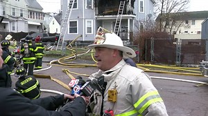 BROCKTON, MA - [2/3] Brockton Fire Chief Brian Nardelli addressed the media at today’s 2-Alarm Fire. Shortly after the statement a firefighter was injured by falling debris. | Live Boston News