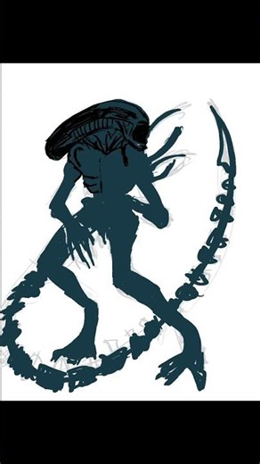 Alien in the rain killing #alien #drawing #illustration #art #timelapse