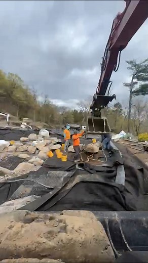 Let there be ROCKS 🤘⚡ in this massive Aquascape Ecosystem Pond in Woodstock, NY! Can't wait to see this thing when it's done! #excavator #timelapse #contractor #construction #koipond #watergarden #waterfeature #pond | Garden State Koi Pond & Waterfall Design Center