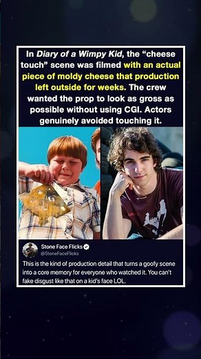 In Diary of a Wimpy Kid, the “cheese touch” scene used real moldy cheese that had been left outside