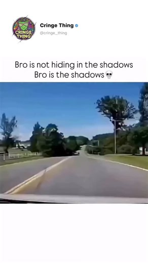 Cringe Things on Instagram: "The video, recorded from a vehicle’s dashboard camera, shows a car driving down a tree-lined, two-lane road on a sunny day. A green frog emoji is positioned at the top of the frame throughout the video, and its mouth opens wide at various intervals to the beat of an upbeat electronic song. As the car proceeds down the road, another vehicle, a black SUV, pulls out from a side street onto the main road in front of the car. The driver of the car with the dashboard camer