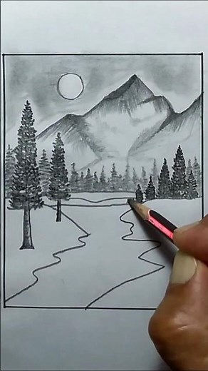 How To Beautiful nature scenery with pencil sketch drawing