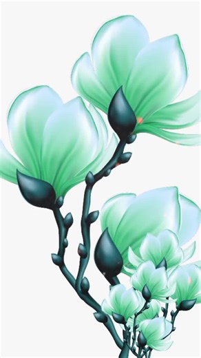 Stylized Green Flowers in Bloom