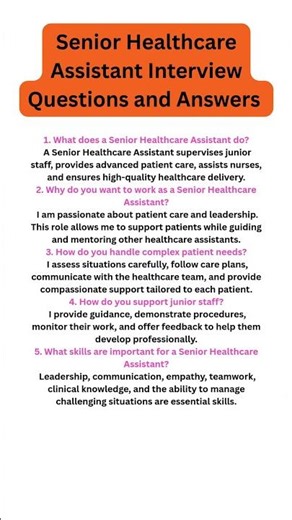 Senior Healthcare Assistant Interview Questions and Answers | Pass Your Interview