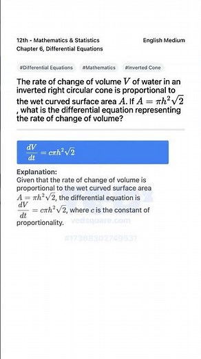 Differential Equations Inverted Cone Volume Change