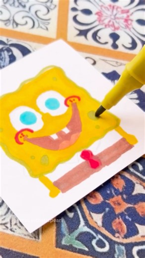 SpongeBob comes to life! 🧽🎨💛 #SpongeBob #Coloring #Drawing #OhuhuMarkers #MarkerArt #satisfying