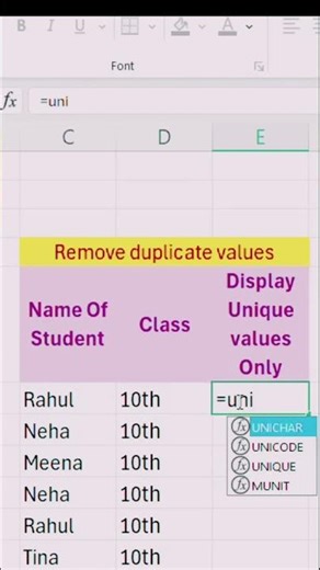 UNIQUE Function in Excel | Remove Duplicates Instantly