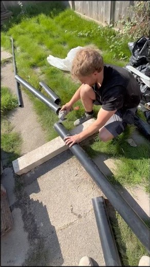 Outside soil stack installl with temp toilet #plumbing #tradesman