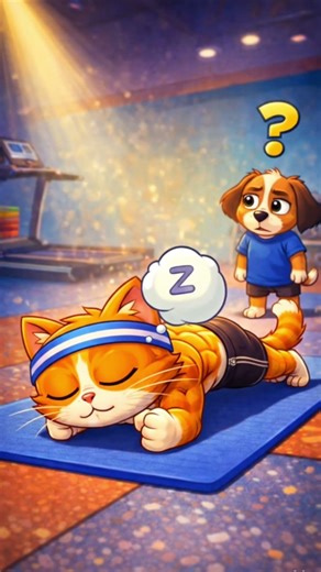 “This cat turned workout into nap time😂”Gym plank challenge… Flex Cat failed instantly.”#subscribe