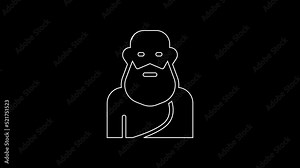 White line Socrates icon isolated on black background. Sokrat ancient greek Athenes ancient philosophy. 4K Video motion graphic animation