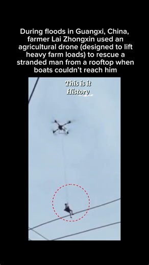Drone Rescue in China: Farmer Saves Man Using Agricultural Drone During Floods #viral #shorts
