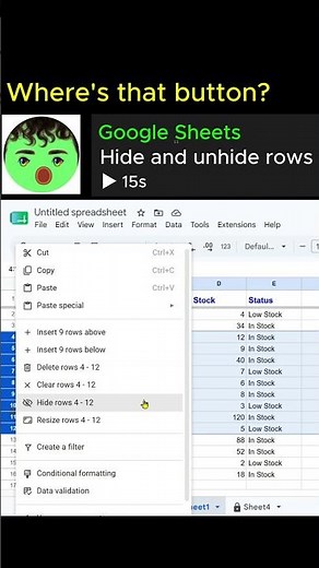 How to Hide and Unhide the Rows in Google Sheets