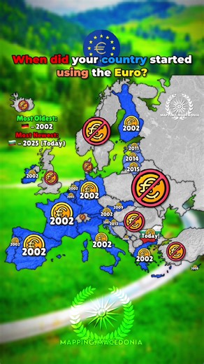 Ib: @𝖁𝖆𝖙𝖎𝖈𝖆𝖓𝕸𝖆𝖕𝖟 🌔 but a lil different | First map of 2026 🔥 | 🇪🇺 When did your country started using the Euro? 💶 #mapping #mappingmacedonia #currency #euro #europe ⚠️ This video provides with ONLY educational purpose! ⚠️