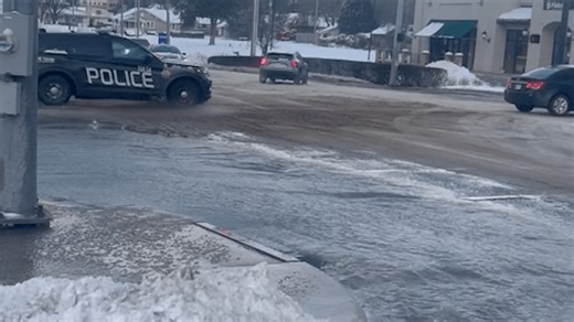 Water main break causing slick spots near 21st and Lewis in Tulsa