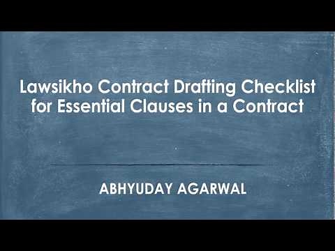 Lawsikho Contract Drafting Checklist for Essential Clauses in a Contract