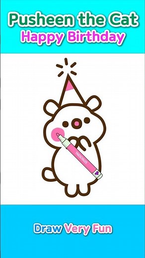 Drawing &Coloring Pusheen the cat happy birthday how to draw a cute cat animal anime #pusheen