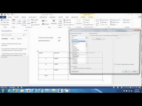 MS Word automatic calculations