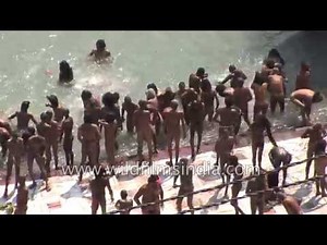 Naga sadhus taking sacred dip in river Ganges: Kumbh mela