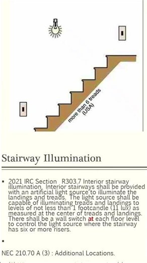 6 treads or more requires light and switch at each level. #buildingcode #codeshorts