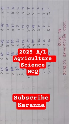 2025 A/L Agriculture Science MCQ #2025mcq