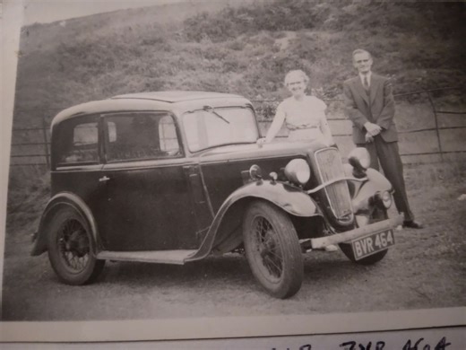 Austin Owners Group | Mum and dad standing by their 1936 Austin 7 Ruby | Facebook