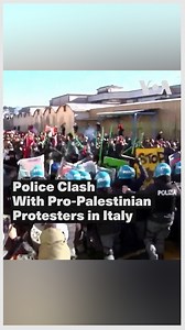 2.6K views · 147 reactions | Italian police used a water cannon to disperse pro-Palestinian demonstrators outside a trade exhibition of gold and jewelry in the Italian northern city of Vicenza, Saturday. Clashes erupted outside the fair when demonstrators protesting the presence of an Israeli pavilion in the exhibition attempted to enter. (Reuters) | Voice of America | Facebook