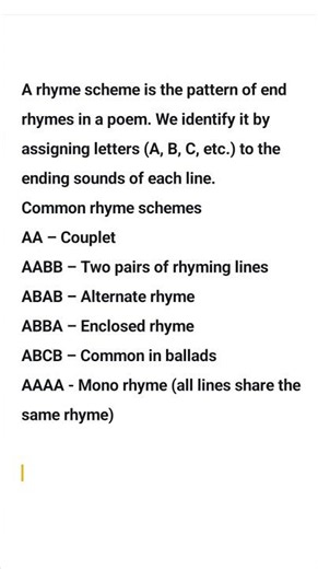 What is a rhyme scheme? Rhyme scheme is the pattern of end rhymes in a poem.