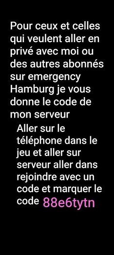 88e6tytn le code de mon serveur privé dans emergency Hamburg #roblox