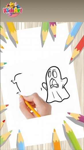 Wait for funny look 😂 | Cute Cartoon Ghost Drawing | Halloween Art Sketch #drawingshorts #shorts