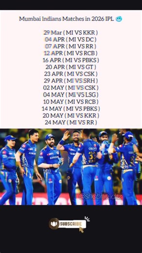 mi matches schedule in Ipl 2026 👌#cricket #viral #shorts