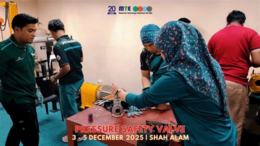 ✅ Pressure Safety Valve (PSV) 📅 3 – 5 December 2025 | Shah Alam 🎥 Here’s a quick recap of our Pressure Safety Valve (PSV) training! Participants learned critical PSV operation principles, testing requirements, and maintenance practices to ensure plant safety and compliance. Thank you to all participants for your enthusiasm and active involvement throughout the training! 🙌 Watch the video for the program highlights! #PSV #PressureSafetyValve #Engineering #Training #MTETraining | MTE - IMM Trai
