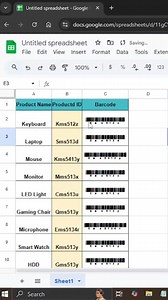 55K views · 456 reactions | Barcode in Google Sheet✅How to Add Barcode in Google Sheet. #msexcelshortcutkeys #DataAnalytics #explorepage #tips #KeyboardShortcuts #msoffice #googlesheets #msexceltricks #googlesheetstips #msexceltutorials #excelhacks #msexcel #mswordtricks #msexceltraining #excelshortcuts #tipsandtricks #DataEntry #mswordtipsandtricks #exceltips #datascience | Excel Hacks | Facebook
