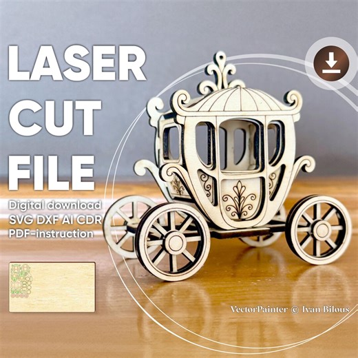 Carriage - Laser Cut File, Plywood Miniature Vector Plan for DIY Display or Gift - Etsy