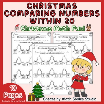 Christmas Comparing Numbers Within 20 | Greater Than Less Than Equal | K-1st