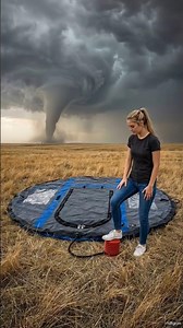 Trapped in the Tornado, Protected by an Inflatable Shelter! 🌪️#TornadoSurvival #StormShelter #shorts