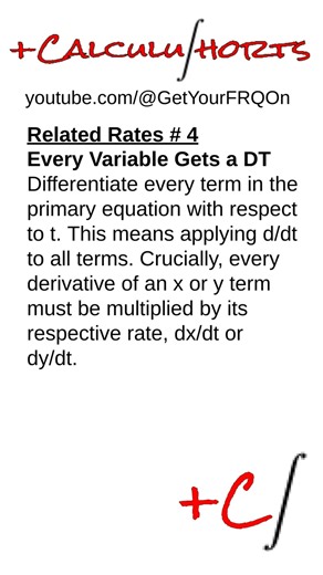 Related Rates in FRQs #4 - Every Variable Gets a DT | Get Your FRQ On #shorts