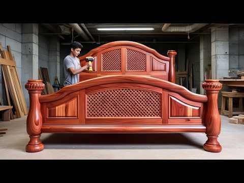 Satisfying Woodworking Process | Skilled Carpenter Transforms a Log into Luxurious Neoclassical Bed