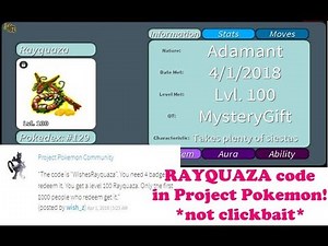 This code in Project Pokemon gives you a Rayquaza!!! Project Pokemon