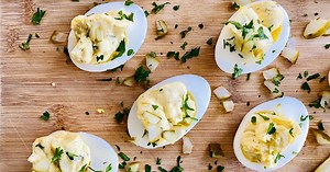 The Best Deviled Eggs with Dill Pickles