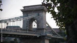 4k footage of the famous chain bridge tourist spot in Budapest Hungary - sightseeing Stock Video